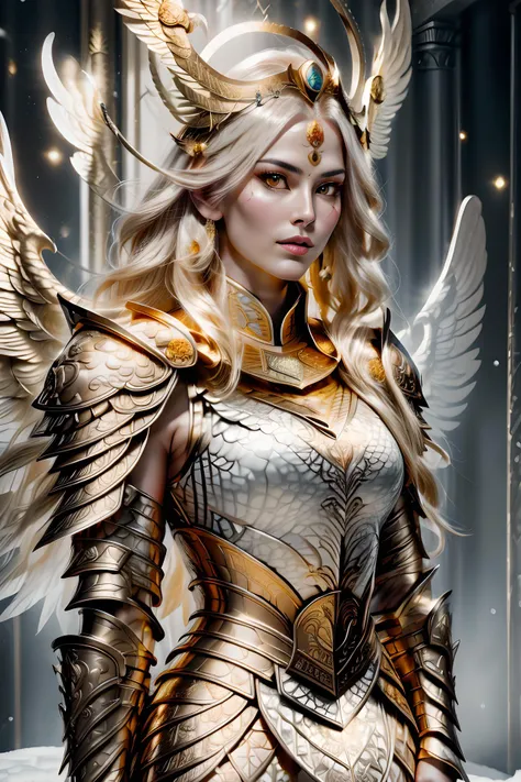 ((warrior goddess hera)) , super high resolution, best quality, photo, 8k, (photorealistic: 1.2), cinematic lighting, woman beautiful face warrior wearing heavy iron body armor insanely detailed and intricate , floating on crystal clouds, yellow eyes, golden light emanating from the throne, gems floating in the sky, God, with beams of light enveloping the body, wings open, golden light (halo:1.2) above your head, feminine, dark, masterpiece , best quality, intricate details, snowy environment and crystals in the background, crystal cathedral, portal of the future, 3D lighting, HD, magic, god of light, backlight, detailed faces, DREAD, depth of field, soft lighting, tone mapping, highly detailed, concept art, smooth, sharp focus, dramatic lighting, highly detailed art, cinematic, 8K, great shadows ( highly detailed background: 1.2), a viking, a spartan, fighting, blood, sweat, war, full body image, holding bjorn in left hand. ((Phoenix wings of fire)), (The face is beautiful and slim), ((body burns)), <lora:nữ rá»ng:1>