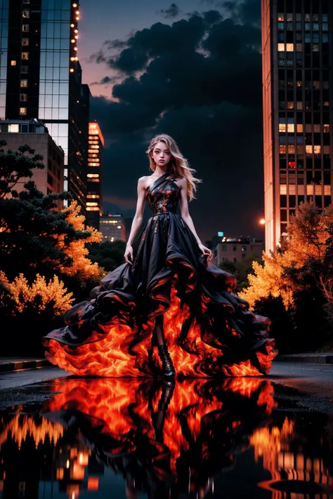 photo of (F0012024v1),night,very dark,in an empty street in new york,highrises,no humans,reflections in the water,((raising both arms)),(v4lc4n0, bare shoulders, black and red dress, strapless, gown),(full body shot:1.5),<lora:v4lc4n0:0.9>,<lora:detail_slider_v4:2>, eyeshadow,long eyelashes,mascara,eyeliner