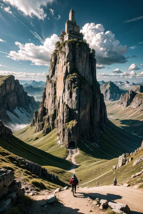 Dreamer\'s Ascent, A towering mountain range where dreams come alive, allowing individuals to enter a realm shaped by their own subconscious thoughts and desires,