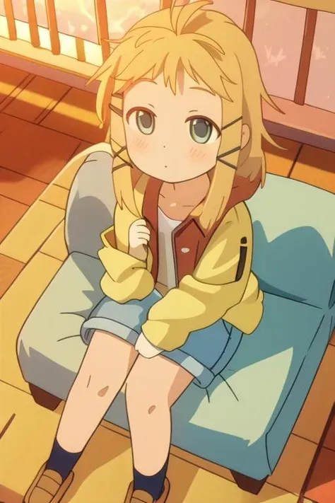 masterpiece, consistent background, indoors, <lora:Black_bullet tina sprout_v2:1> tina sprout, sitting on sofa, drone pov, dutch angle, from above, looking at viewer 
<lora:denim_shorts_v0.2:1> denim shorts