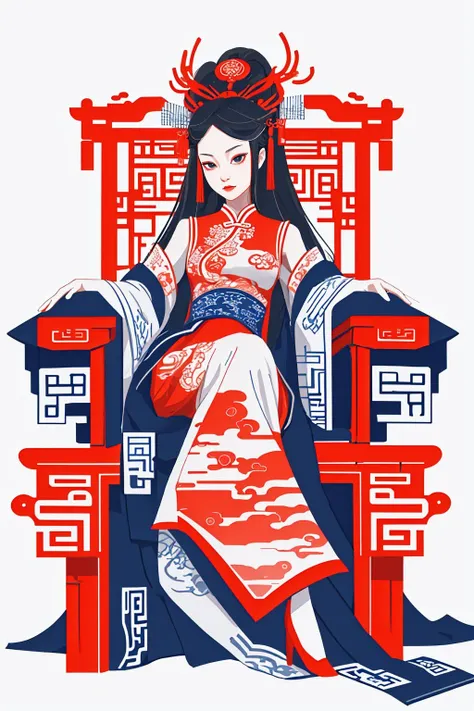 1girl,sitting,<lora:aki-000004:0.8>,chinese clothes,white background,