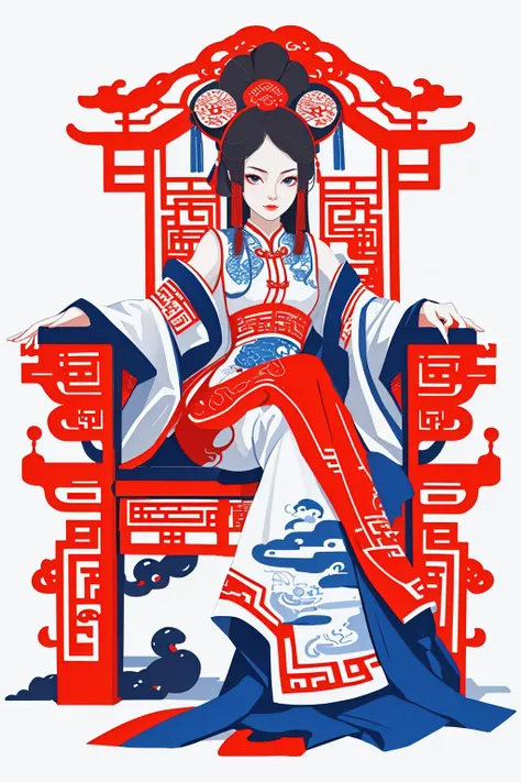 1girl,sitting,<lora:aki-000004:0.8>,chinese clothes,white background,
