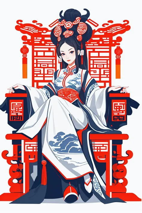 1girl,sitting,<lora:aki-000004:0.8>,chinese clothes,white background,