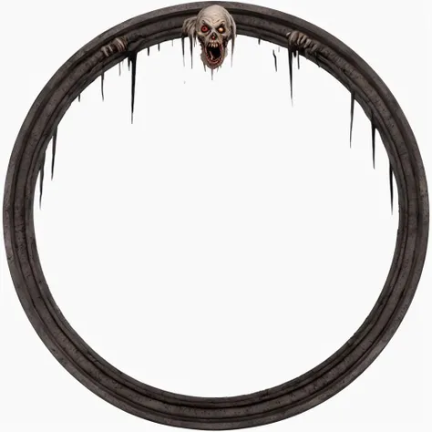 <lora:TokenFrame:1> tokenframe, empty round frame, (white background), Eldridge horror themed