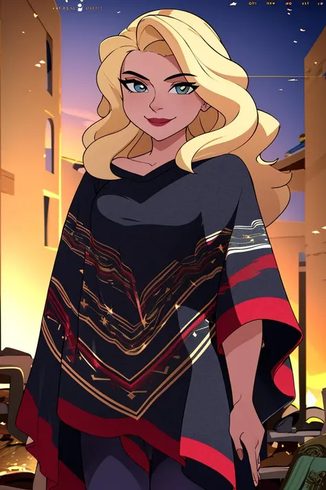 ((masterpiece,best quality)), absurdres,
<lora:Poncho_v3:0.9>, Poncho,
<lora:Black_Canary_JLU:0.5>, Black_Canary_JLU, 1girl,
solo, smiling, looking at viewer, cowboy shot,
cinematic composition, dynamic pose,