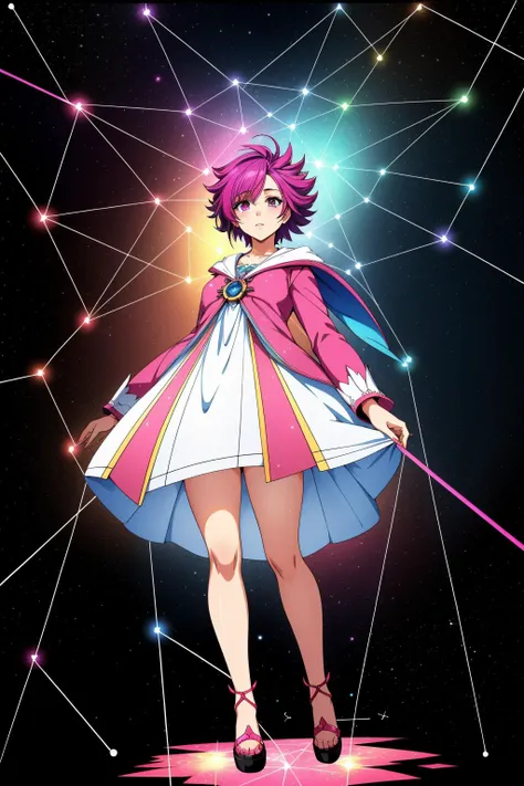 1girl, gorgeous Painting, appealing, full body shot of a Disruptive Charming ([Vulture:Canis Minor constellation:2] protagonist:1.3) , it is dressed in its Shift dress, The Shift dress is Thought-Provoking and is made of Cotton, Look into the Distance, from inside of a Enchanting Mbabane, dense flowers with Cactus spines, Raining, deep focus, Movie still, Sci-Fi, Britpop, electric purple lighting, macro lens, anaglyph effect, Magic the gathering, Encaustic Paint, Best quality, HDR