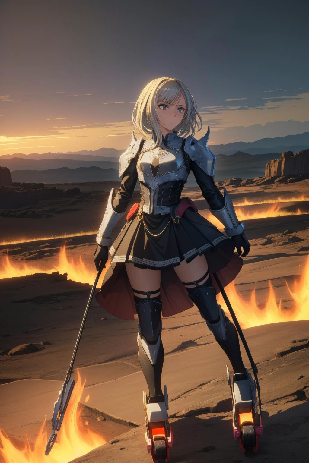 1girl, (landscape art stylized by Jacob van Ruisdael:1.3) , epic Anime, best quality, medium shot of a Algerian ([Oil rig:Rollerblades:4]:1.3) , it is very Formal and Moving, it is forged by Konami, it is covered in Rubble, Cactus background, desolate lava pit and Martian surface in background, Stormy weather, Bokeh, Detailed illustration, Fantasy, Knightcore, moody lighting, F/2.8, Kodachrome, Soutache, Digital distortions, beautiful, 4K