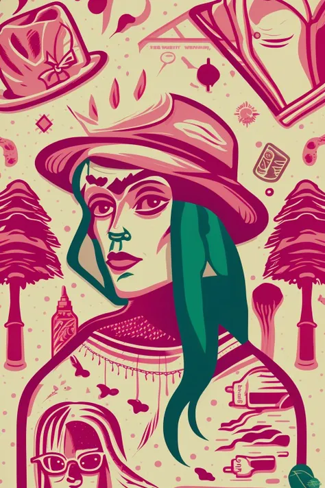 a woman with a pink hat and a pink coat , Analyst, Dave_Quiggle_Style