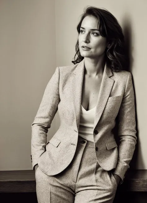 photo of sks woman <lora:locon_milanavayntrub_v1_from_v1_64_32:1>, natural lighting, by Michael Kenna, Blazer and trousers