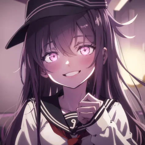<lora:xiao:0.8> akatsuki, flat cap, serafuku, white shirt, long sleeves, glowing eyes, smile, masterpiece, best quality, highres, <lora:GoodHands-vanilla:1> nice hands, perfect hands