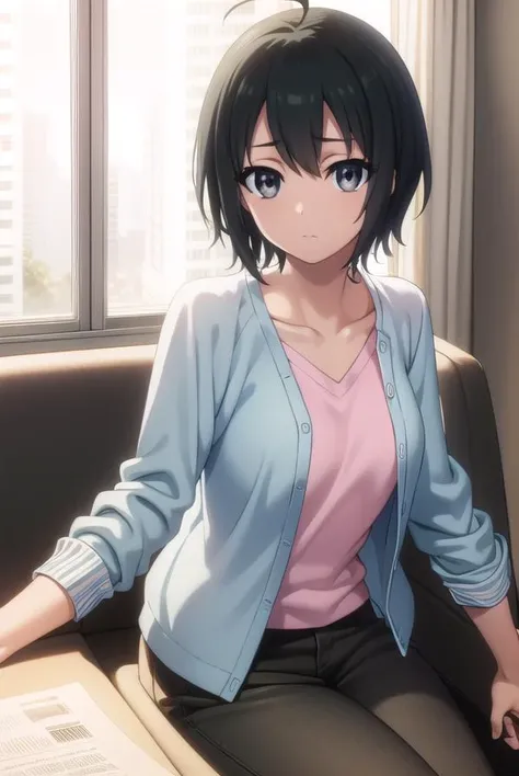 misatoudou, <lora:misa toudou s1-lora-nochekaiser:1>,
misa toudou, short hair, black hair, ahoge, (black eyes:1.3),
BREAK shirt, plaid shirt, open clothes, pink shirt, pants,
BREAK indoors, office,
BREAK looking at viewer, dynamic pose,
BREAK <lyco:GoodHands-beta2:1>, (masterpiece:1.2), best quality, high resolution, unity 8k wallpaper, (illustration:0.8), (beautiful detailed eyes:1.6), extremely detailed face, perfect lighting, extremely detailed CG, (perfect hands, perfect anatomy),