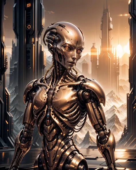 <lora:Golden_Paradigm:0.9> goldenparadigm alien cyborg, mountains background, sunset <lora:add_detail:0.5> <lora:realistic:0.5>