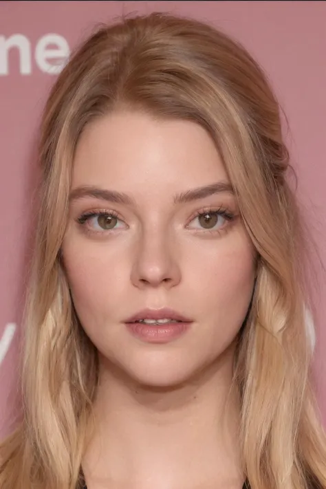 A close up of a woman with long blonde hair and a black top - SeaArt AI