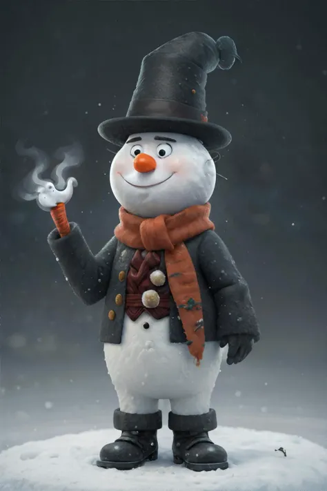 <lora:styleesh:0.7>, snowman wearing tophat, carrot nose, winter, <clip:skip:2>, masterpiece, 8k, high resolution, shallow depth of field, sharp focus