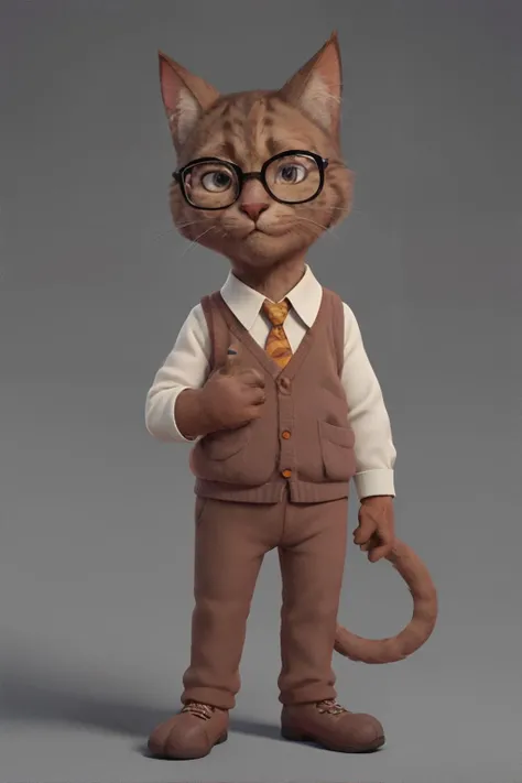 <lora:styleesh:0.7>, anthropomorphic cat wearing sweater vest and glasses, no humans, <clip:skip:2>, masterpiece, 8k, high resolution, shallow depth of field, sharp focus