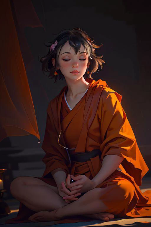 DEN_ellemae_stylerotica,
(a Buddhist monk sitting outside and meditating in a Buddhist monastery wearing orange Buddhist robes, Buddhist, tranquillity, peace:1.2),
bokeh, f1.4, 40mm, photorealistic, raw, 8k, textured skin, skin pores, intricate details <lora:epi_noiseoffset2:1>, epiCRealism