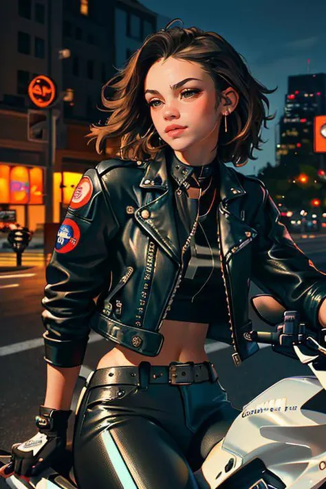 DEN_ellemae_stylerotica,
((riding a motorcycle:1.2) wearing (motorbike leathers:1.2), (riding a motorbike:1.2), (driving a motorbike:1.2), (motorcycle:1.1), traffic, leather trousers, leather jacket, motorcycle boots, leather gloves:1.2),
bokeh, f1.4, 40mm, photorealistic, raw, 8k, textured skin, skin pores, intricate details <lora:epi_noiseoffset2:1>, epiCRealism