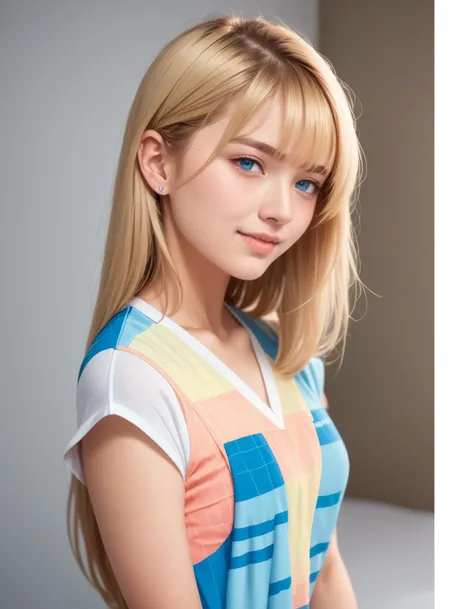 score_9, score_8_up, score_7_up, 1girl, solo,
(Best quality,masterpiece,absurdres:1.2),
(realistic),
(blonde hair:1.1), (blue eyes),
chignon hair,
(small breasts:1.1),
slender,
(European:1.2),
Colorful patterned golf polo shirt and knee-length golf skirt , art museum,gallery, artworks,
sad_smile ,,
18yo,