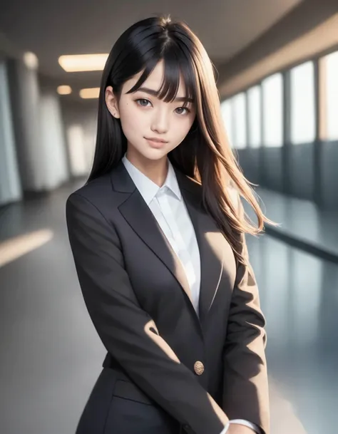 1girl, solo,
(Best quality:1.0),(masterpiece:1.0),photorealistic,
(realistic),photograph,hyperdetailed photography,raw photo,
cowboy shot,
(black hair:1.1), (black eyes),
long hair,
(medium breasts:1.1),
slender,
BREAK
(japanese:1.2),
blazer school uniform,school ,indoors,
smile,
(20yo:1.2)