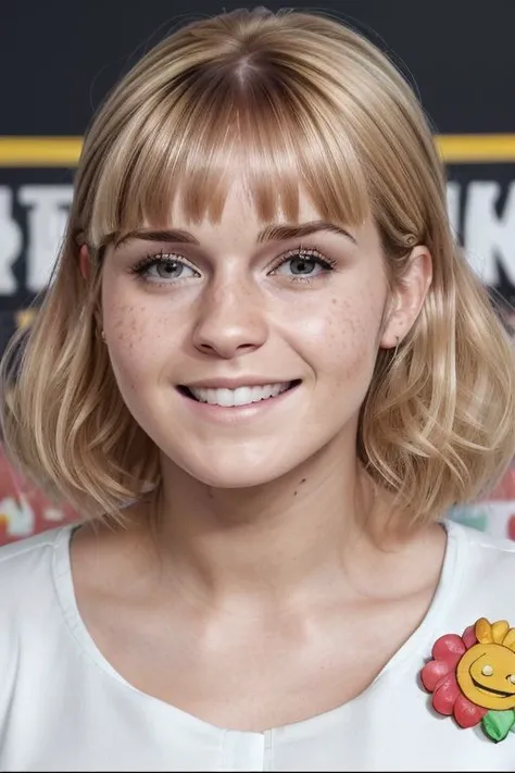 (hyper-bodybuilder smiling Cristina-Hendricks-Emma-Watson-ed Argentina Lisa Simpson puffed on hiper steroids with thick large massive stacked deep firm straight ((large blunt bangs:1.2)) albino blonde hair), 20yo blonde happy pretty girl, natural blonde, booth babe, (applied well behaved student),
 hard abs,
 big muscles, (muscular tone:1.3),
 (largest roundest fullest mighty saturated serious proud bulging hardest upright impressive gargantuan gigantic unbelievable oversized overgrown overwhelming round upright tighten 
tightest bosom ever seen by far :1.5), (alluring provocative close up:1.8), (from the side),
(straight cut blunt natural blonde bangs), large steak ponytail,
 (Sparkling eyes, eyes reflecting energy and enthusiasm,
Cheerful and playful look, conveying a playful and fun spirit stile, innocence look and wisdom, showing her process of growth and self-discovery animosity), perfect wide smile, white teeth, brightest smile,
( Wearing appropriate kindergarten clothes :1.6), belt, chocker,(muscular tight kindergarten cargo pants:1.3), (in a daylight club), (blushing shy hard supportless freckled skin:1.3), (real lovely endearing expression :1.5),