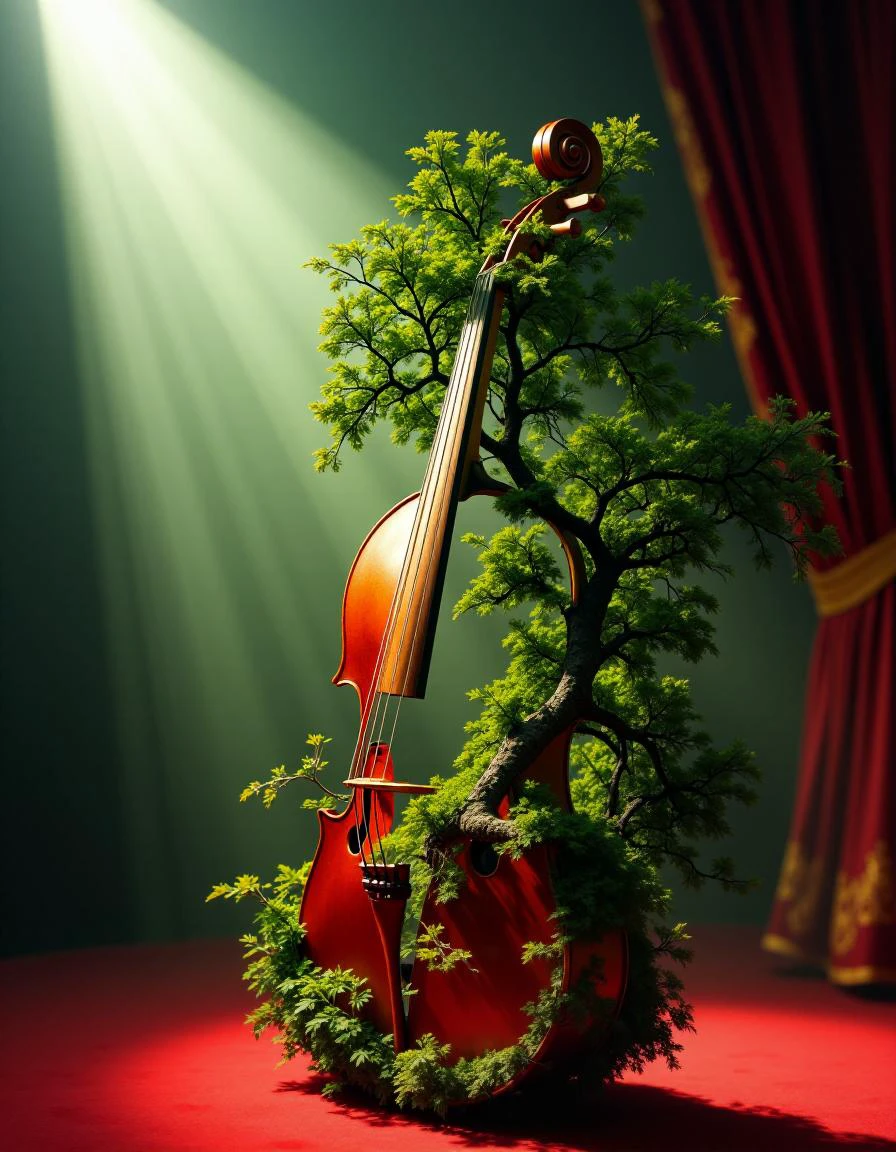 opera theatre background, single spotlight, a red wood violin double exposure with an green forest in sunny day
<lora:Flux_DoubleExposure:1> Jeddblexpsre,double exposure <lora:flux_detailer:0.5>