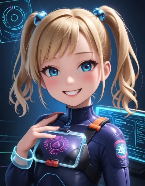 A girl in a futuristic outfit holding a cell phone - SeaArt AI