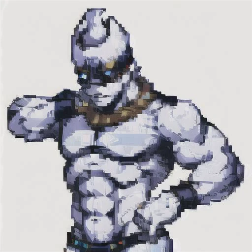(white background:1.5), (masterpiece, top quality, best quality, high resolution), (front view:1.2), <lora:pixel sprites:0.7>, pixel sprites, pixel art, (full body:1.2), <lora:GGAS_Pucci:0.8>, White snake, white_snake, hold cd disk in hand