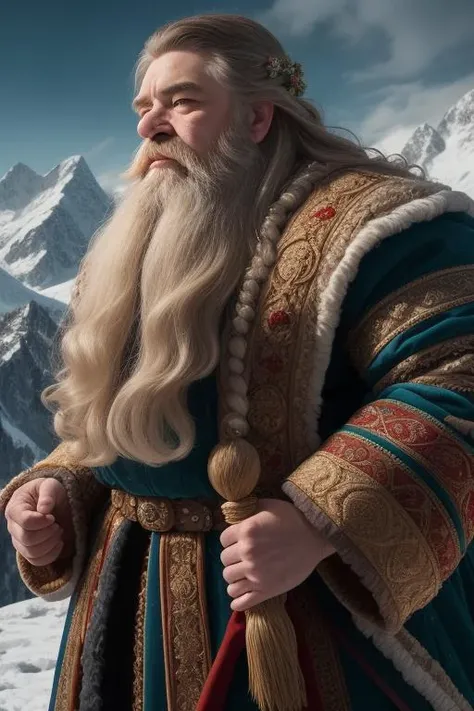 RAW Photo, photography, photorealistic, Analog, Award Winning Photograph, modelshoot style from_side ornate royal robes embroidered runes (royal elderly male dwarf:1.2) dwarven king magnificent palace snowy mountains (granite marble:1.1) (gold inlay:0.3) thick braided beard bright morning light (masterpiece:1.5) (weighted lines) (best quality) (detailed) (intricate) (8k) (HDR) (wallpaper) (cinematic lighting) (sharp focus)