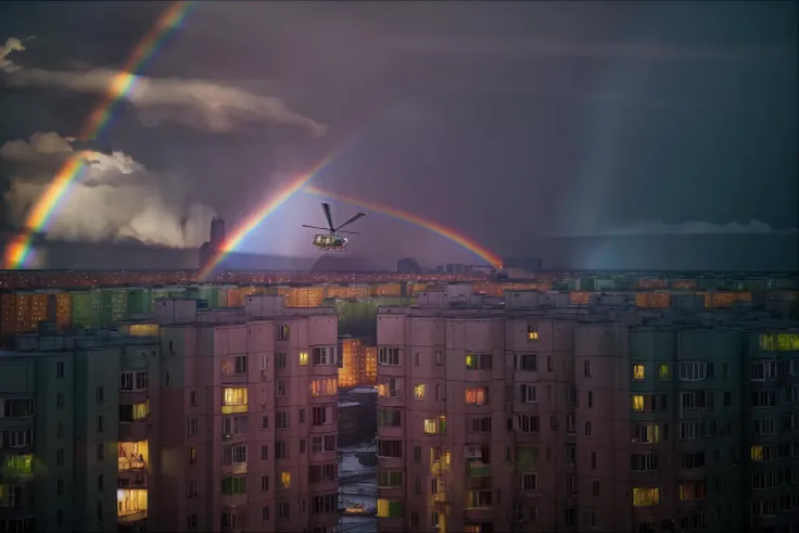 <lora:russianebenya_v2:1> helicopter in rainbow russianebenya