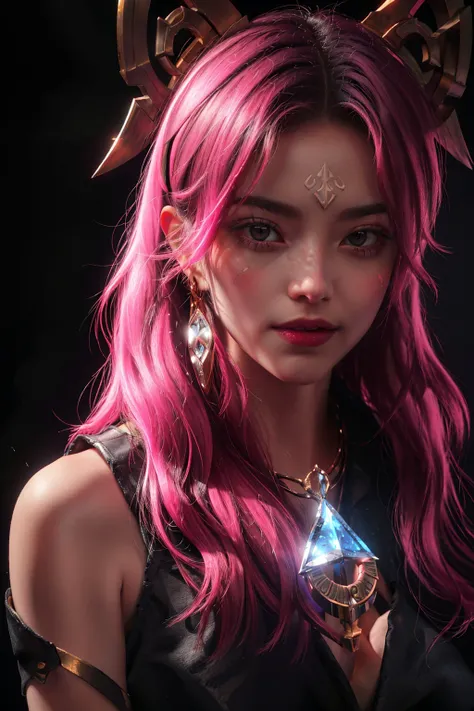 1girl, akali, pink hair, <lyco:kda-v1-lycoris-16dim-10ep-naivae:0.7> , portrait, solo, upper body, looking at viewer, detailed background, detailed face, (<lora:bronzepunkai:0.4>, bronzepunkai, bronze theme:1.1), rune-wizard, magic runes, runes etched into skin, flowing robes, runic scripture, intense expression, (style-swirlmagic:0.8), glowing runes, celtic runes, rune stones in background, backlighting, shadows, moonlight, ethereal atmosphere, ,, ((masterpiece)), (best quality), 8k, ultra-detailed, absurdress