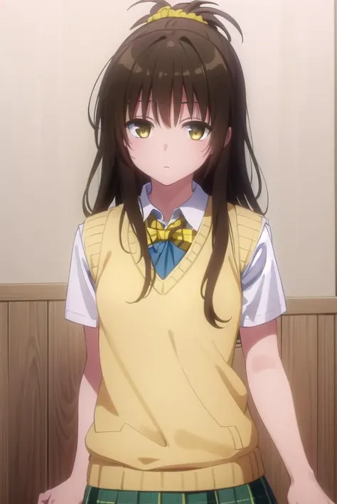 mikanyuuki, <lora:mikan yuuki darkness-lora-nochekaiser:1>,
mikan yuuki, (brown eyes:1.5), brown hair, hair ornament, hair scrunchie, long hair, pink scrunchie, scrunchie, (flat chest:1.2),
BREAK green skirt, plaid, plaid skirt, sainan high school uniform, school uniform, skirt, shirt, white shirt, sweater vest, (yellow sweater vest:1.5),
BREAK indoors, classroom,
BREAK looking at viewer, (cowboy shot:1.5),
BREAK <lyco:GoodHands-beta2:1>, (masterpiece:1.2), best quality, high resolution, unity 8k wallpaper, (illustration:0.8), (beautiful detailed eyes:1.6), extremely detailed face, perfect lighting, extremely detailed CG, (perfect hands, perfect anatomy),