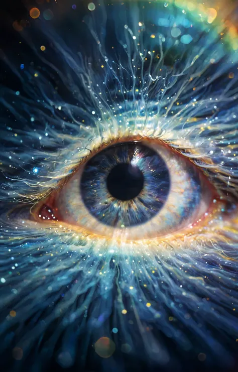 triadic colors, midriff, solo, illustration, 2d, 1970s sexploitation BREAK extreme close-up macroshot of a eye, detailed pupil, knolling, <lora:SDS_Particle_Flow:0.6> SDS_Particle_Flow, flowing silk sheets, (ethereal nebulae:1.5), fiber optic, luminescence, geometric gradients background BREAK moebius, Milo Manara, Jean-Claude Forest, Paolo Eleuteri Serpieri, Miyazaki, storybook detailed illustration, cinematic, ultra highly detailed, tiny details, beautiful details, mystical, luminism, vibrant colors, complex background <lora:xl_more_art-full_v1:0.5>