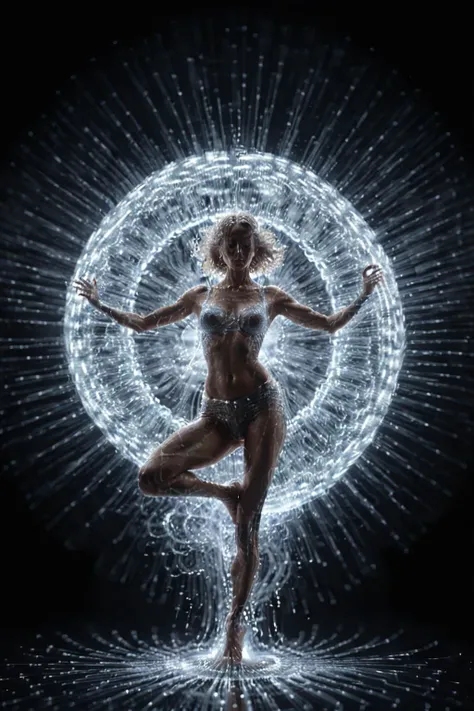 Create a visual representation of the intricate dance between breath, movement, and the release of past traumas within the human body. Illustrate the interplay between the root and throat chakras, showcasing the profound connection where the constriction in the root echoes in the tension of the throat, emphasizing the symbiotic relationship between these energy centers.

Highlight the transformative power of intentionally opening the throat chakra as a catalyst for not only releasing physical tension but also liberating the yoni. Let the visual narrative portray the reconnection with divine feminine energy, gracefully flowing through the being as a result of this profound release. Use colors, shapes, and forms to convey the journey of empowerment through intentional breath and movement, capturing the essence of reclaiming one's inner strength and harmony.