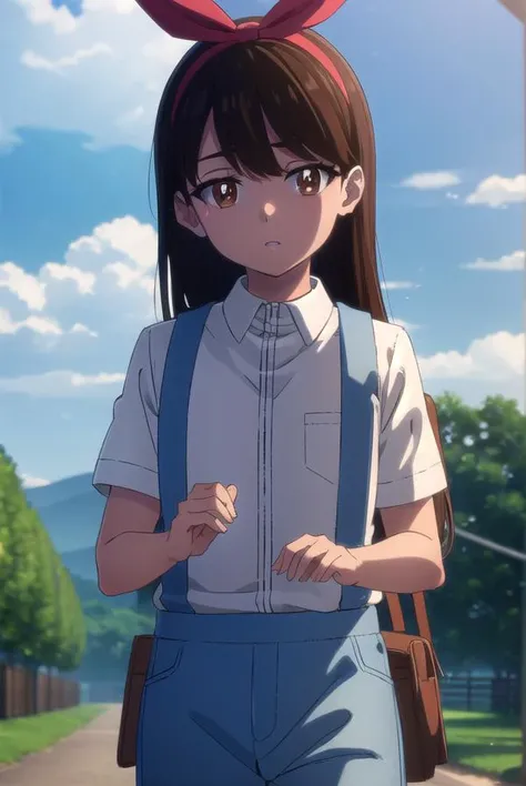 zombieanju, <lora:zom100 anju s1-lora-nochekaiser:1>,
anju, long hair, black hair, (brown eyes:1.5), hairband, ribbon, hair ribbon,
BREAK shirt, bow, white shirt, short sleeves, suspenders,
BREAK outdoors, village, sun, sky, clouds,
BREAK looking at viewer, (cowboy shot:1.5),
BREAK <lyco:GoodHands-beta2:1>, (masterpiece:1.2), best quality, high resolution, unity 8k wallpaper, (illustration:0.8), (beautiful detailed eyes:1.6), extremely detailed face, perfect lighting, extremely detailed CG, (perfect hands, perfect anatomy),