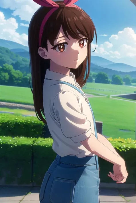 zombieanju, <lora:zom100 anju s1-lora-nochekaiser:1>,
anju, long hair, black hair, (brown eyes:1.5), hairband, ribbon, hair ribbon,
BREAK shirt, bow, white shirt, short sleeves, suspenders,
BREAK outdoors, village, sun, sky, clouds,
BREAK looking at viewer, (cowboy shot:1.5),
BREAK <lyco:GoodHands-beta2:1>, (masterpiece:1.2), best quality, high resolution, unity 8k wallpaper, (illustration:0.8), (beautiful detailed eyes:1.6), extremely detailed face, perfect lighting, extremely detailed CG, (perfect hands, perfect anatomy),