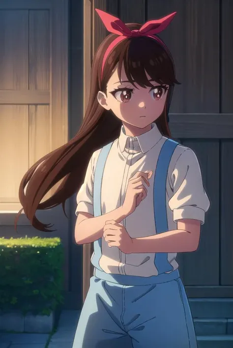 zombieanju, <lora:zom100 anju s1-lora-nochekaiser:1>,
anju, long hair, black hair, (brown eyes:1.5), hairband, ribbon, hair ribbon,
BREAK shirt, bow, white shirt, short sleeves, suspenders,
BREAK outdoors, village, sun, sky, clouds,
BREAK looking at viewer, (cowboy shot:1.5),
BREAK <lyco:GoodHands-beta2:1>, (masterpiece:1.2), best quality, high resolution, unity 8k wallpaper, (illustration:0.8), (beautiful detailed eyes:1.6), extremely detailed face, perfect lighting, extremely detailed CG, (perfect hands, perfect anatomy),