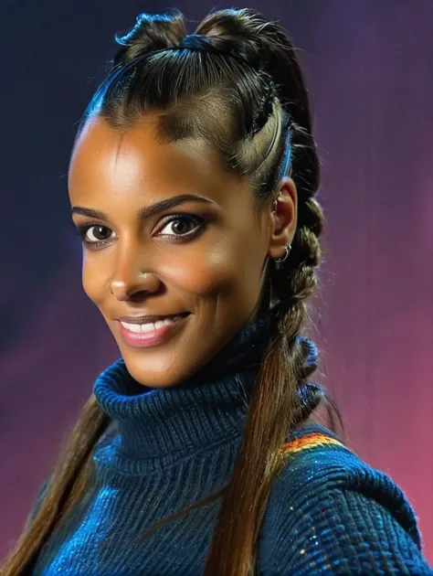 photo, realistic, irl, score_9, score_8_up, score_7_up, score_6_up, source_photo, rating_safe, shym 1girl, 24 years old, mid body portrait, dark skin, straight hair, long hair, ponytail, perfecteyes, dark eyes, looking at viewer, smile, blushed, aroused BREAK wearing wool pullover BREAK digital art gallery, interactive digital installations, immersive vr art experiences, glitch art masterpieces
<lora:shym:1>