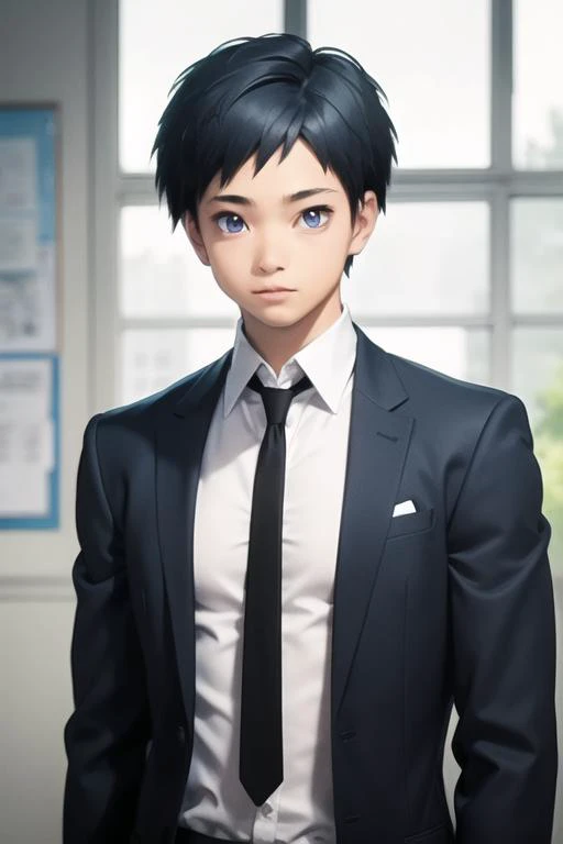 masterpiece, best quality, high quality, 1boy, solo, male focus, looking at viewer, upper body, <lora:sugino_tomohito:0.78>, sugino_tomohito, blue eyes, black hair, school uniform,