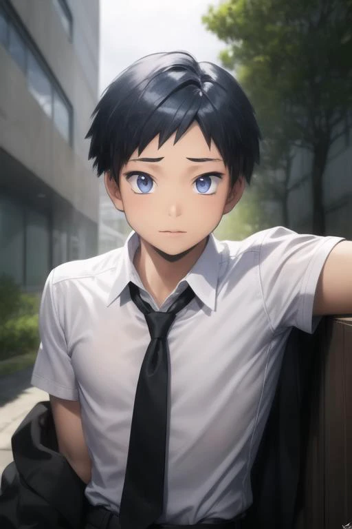 masterpiece, best quality, high quality, 1boy, solo, male focus, looking at viewer, upper body, <lora:sugino_tomohito:0.84>, sugino_tomohito, blue eyes, black hair, school uniform,