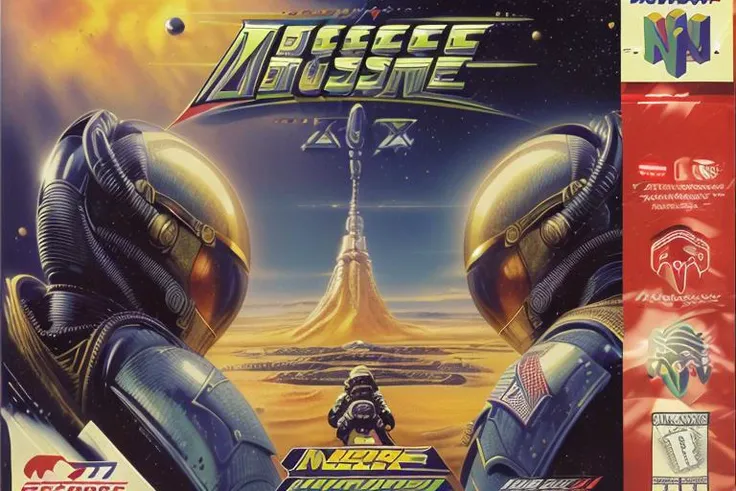 (masterpiece, best quality, highres, absurdres, ultra-detailed:1.2), <lora:N64BoxArtV1.1:1.0>(n64boxart, box art, retro artstyle, logo, English text, copyright name:1.3), (space marine, machine gun, spacesuit, aliens, bugs, war) <lora:add_detail_v1:0.85>
