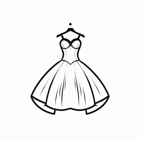 LOGO, simple, plain, cartoon logo of a ballroom dress, black lineart, solid white background, monochrome,  <lora:[XL]Logo:1>