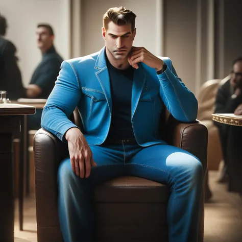 score_9, score_8_up, score_7_up, score_6_up, score_5_up, score_4_up, rating_safe,source_photorealistic,gigachad,1man,blue jeans,sitting,on chair,indoors,<lora:PhotorealponyXLV5:0.8>