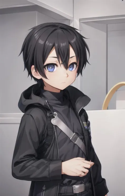 1 boy,more details in eyes,cute,looking at viewer, adorabel boy,cute face,details sky,handsome,young,juvenile, ((masterpiece:1.4,best quality)),multiple details, eyeshadow,sfw, <lora:kirito:0.7>, kirito