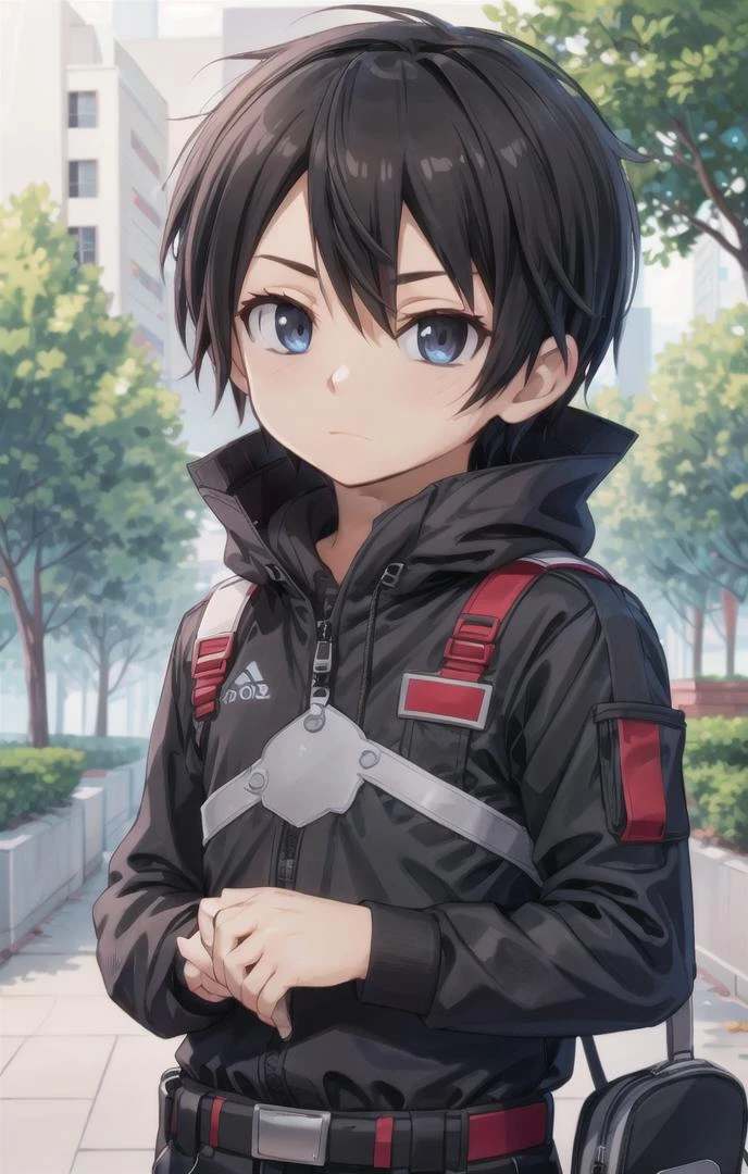 1 boy,more details in eyes,cute,looking at viewer, adorabel boy,cute face,details sky,handsome,young,juvenile, ((masterpiece:1.4,best quality)),multiple details, eyeshadow,sfw, <lora:kirito:0.7>, kirito