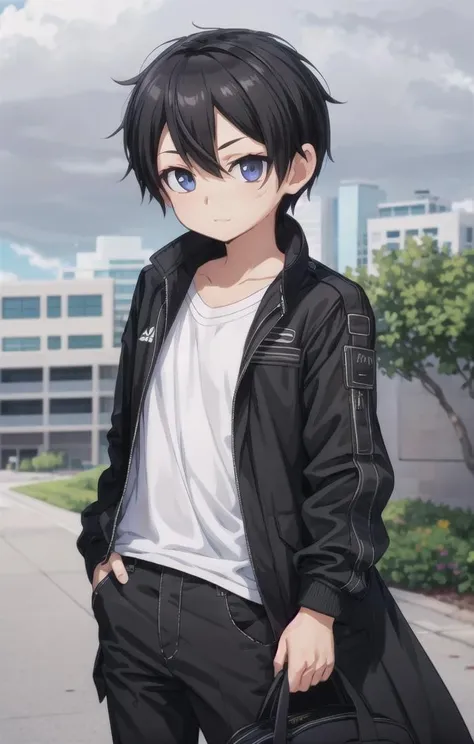 1 boy,more details in eyes,cute,looking at viewer, adorabel boy,cute face,details sky,handsome,young,juvenile, ((masterpiece:1.4,best quality)),multiple details, eyeshadow,sfw, <lora:kirito:0.7>, kirito