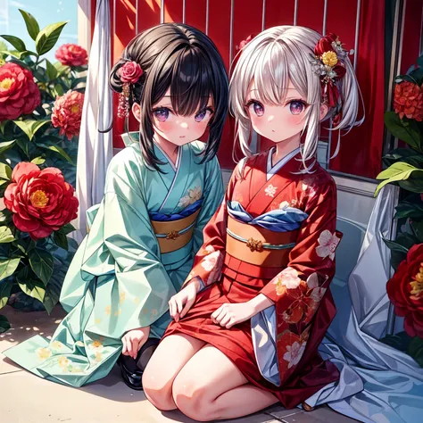 (masterpiece,ultra-detailed,best quality,8K,illustration,shaved:1.2),(petite girl:1.0) <lora:add_detail:1.5>, <lora:camellia:0.6> tsubaki,camellia,kimono