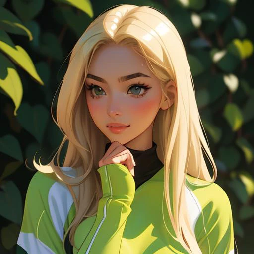 (blonde hair only: 2), American, green and white only super tight sports clothes. straight hair, (hands on hair), superheavy makeup, girl, SHSID-1925, photorealistic, real, best quality, 8k, teenager, portrait, asian, teenage, beautiful, cute, bronze color skin, extremely beautiful, looking in front, black hair, smiling