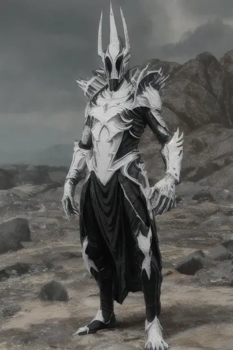 illustration,
tall slim person,
horror,
sound,
black eye sockets,
white armor,
biosuit,
sharp armor plates,
armor skirt,
gloves,
full colored,
standing,
white and black colors,
fire background,
looking at viewer,
dynamic light,
ultra detail,
extremely detailed CG,
full detail,
realistic, 8k,
micro intricate,
masterpiece,
comicbookpencils,
by Kentaro Miura