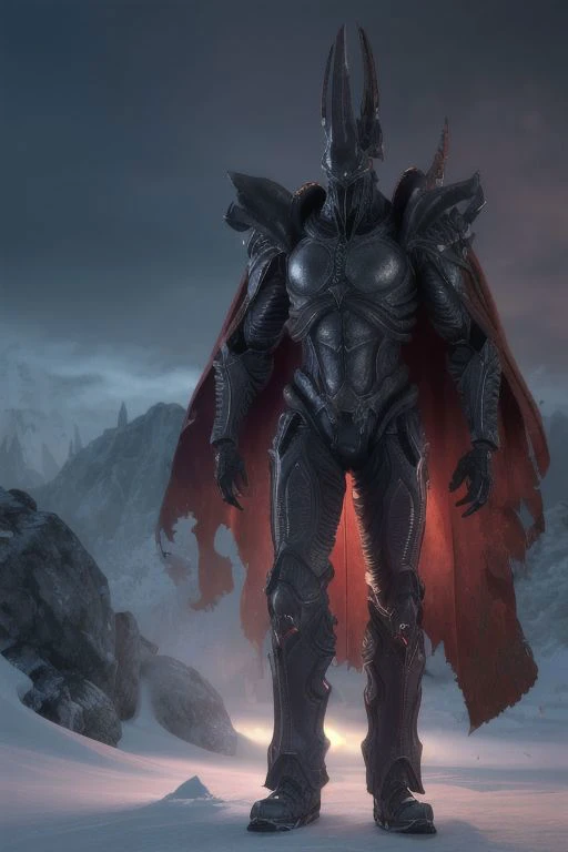 illustration,
full body,
Lich King,
titan,
god,
giant,
tall,
tail,
cape,
robot,
hybrid,
red skin,
steam punk,
cyberg,
red flesh,
claws,
muscular,
sauron,
XENO,
military uniform,
combat suit,
exoskeleton,
red and yellow black colors,
background blue mist,
action pose,
looking at viewer,
dynamic light,
ultra detail,
full detail, 
8k best quality,
realistic, 8k, 
micro intricate,
masterpiece,
blizzard