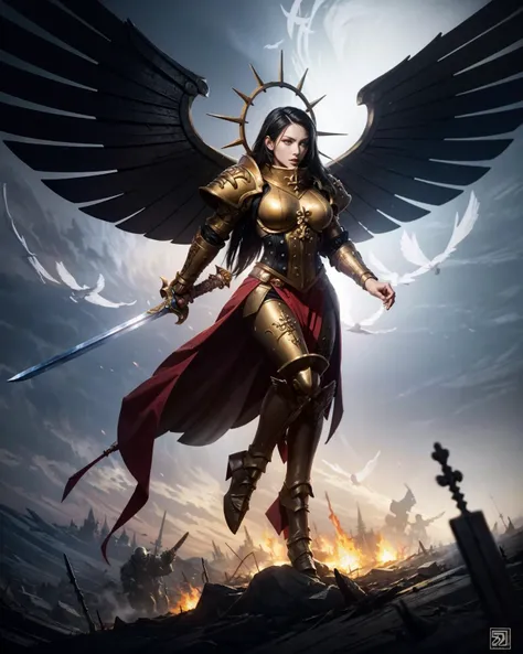 una mujer con alas y una espada parada en un patio, angel knight girl, like a mystical valkyrie, angel knight gothic girl, fantasy paladin woman, Diosa. detalle extremadamente alto, fantasy art 4k, armadura doroil painting, (flat painting:1.3), graphic design, (bold brush strokes:1.2), realistic painting, simple and minimal, (impressionism painting:1.3), oil on canvas, textured paper, sketch, (charcoal smudge:1.2), (bold brush texture:1.1), (chaotic lines:1.1), (pencil outline:1.2), image grain, (classic oil painting:1.2),
blended lines, serious artwork, matte colors, (impressionism:1.2), (Kevin beilfuss:1.1), (faded shadows:1.2), (face art:1.1), (middle eastern face:1.05)
ada angelical, mujer de fantasia, detailed fantasy art, HD epic fantasy art style, chica valquiria mecanizada, angel with plastic armor, beautiful paladin woman 
